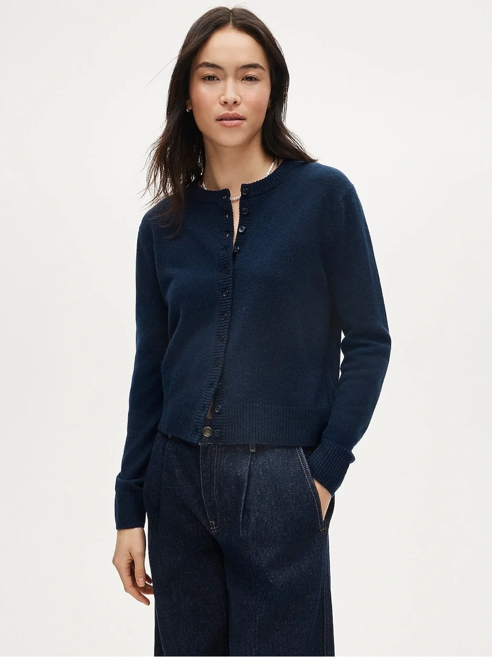 J. Crew Perfect Cashmere Cardigan in Navy Blue Size XS *flawed**